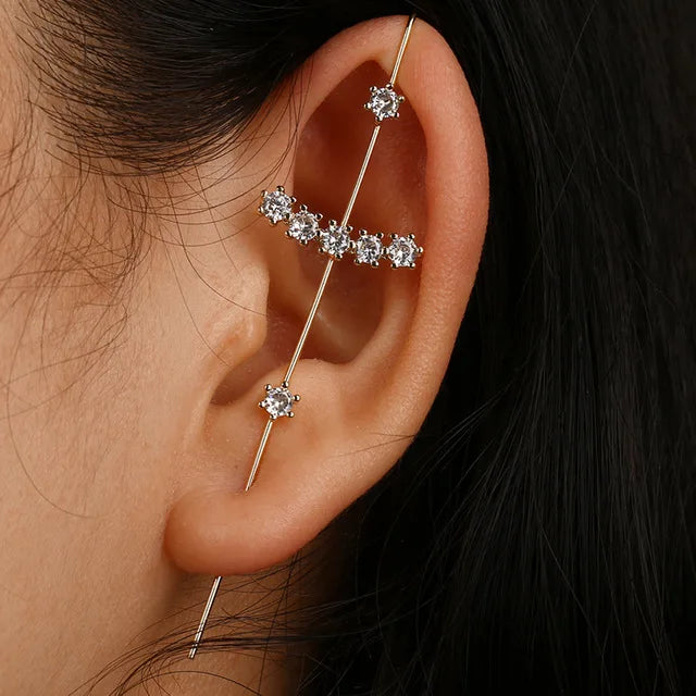 2025 Fashion Cubic Zirconia Crystal Wrap Crawler Stainless Steel Hook Stud Earrings for Women