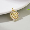 18K Gold Plated DIY Jewelry Making Charm Pendant Shell Pearl Zirconia Micro Pave Christmas Snowflake Charms