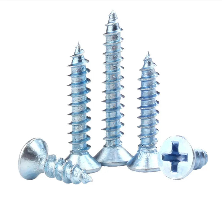 Galvanized M4 M5 M6 Cross Recessed Countersunk Head Self-Tapping Screws Metal Metric Measurement System