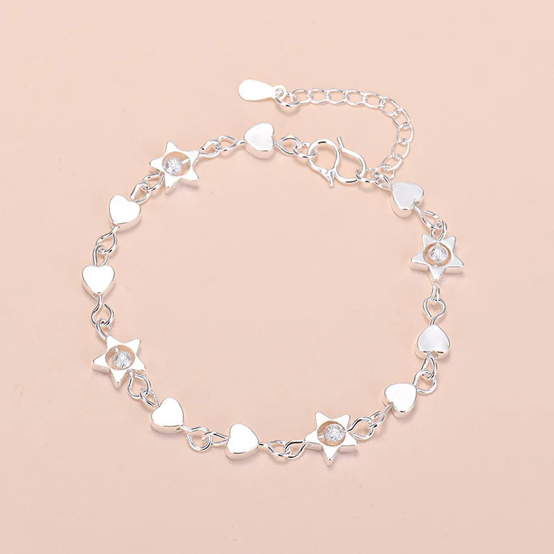 Hot Selling Sweet Temperament Personality Chain Bracelet Creative Geometric Star Heart Bracelet for Women