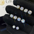 Luxury Silver Jewelry Classic Screw Back White Gold Plated 925 Sterling Silver 1ct 2ct Vvs Moissanite Diamond Women Stud Earring