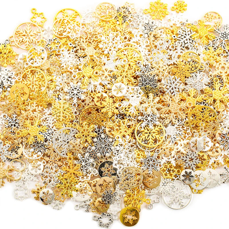 20pcs/bag 4 Colors Mixed Style Alloy Snow Charms for Bracelet Necklace Keychain Pendant DIY Handmade Jewelry Making