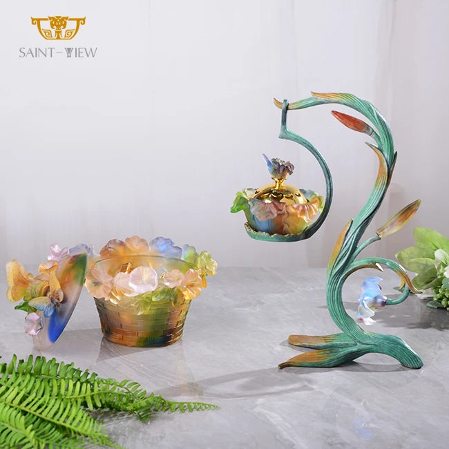 Eastern Home Decorative Wedding Centrpiece Casting Folkcrafts Crystal Office Desktop Table Chinese Incense Aromatic Burner