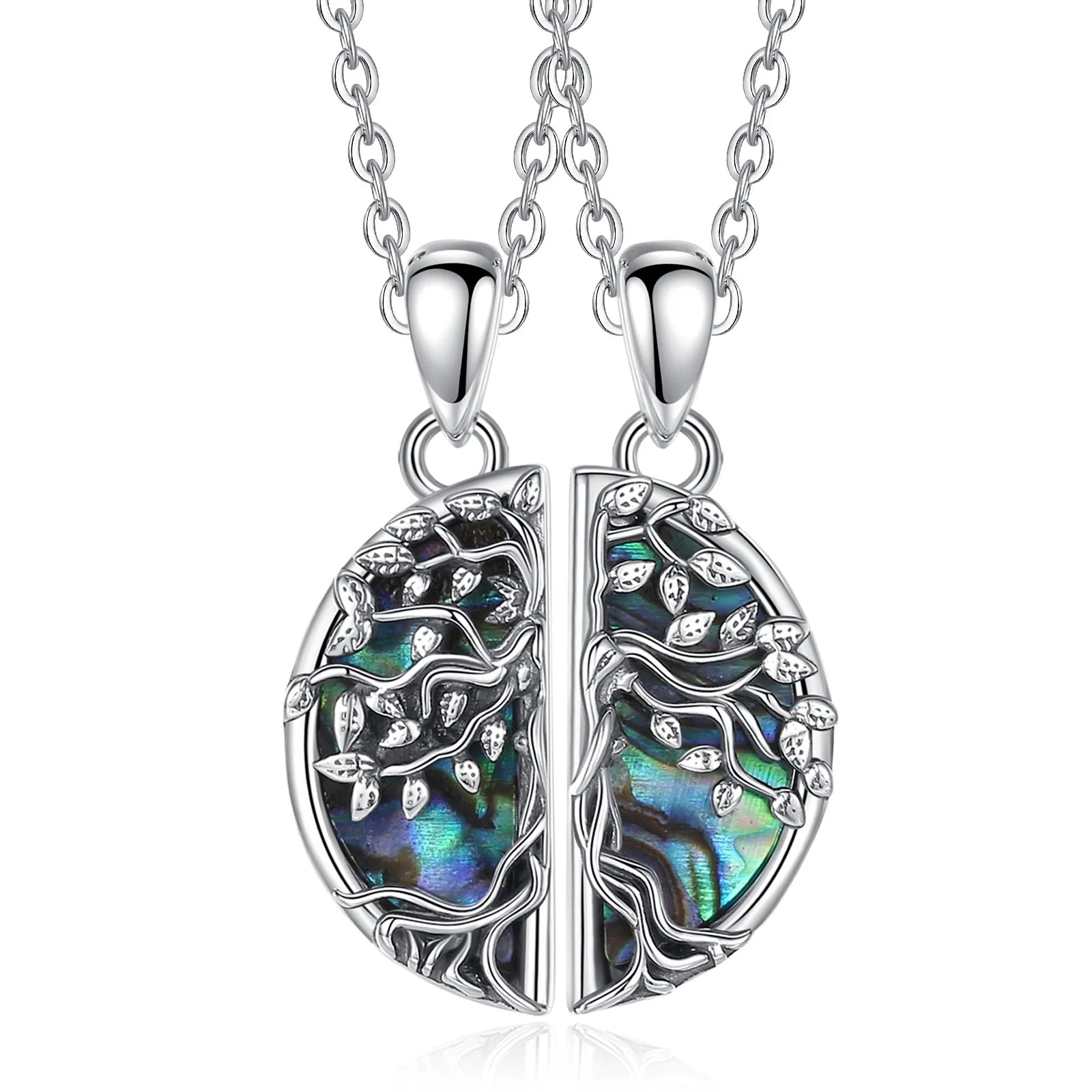 925 Sterling Silver Mother of Pearl Tree of Life Necklace Couple Jewelry