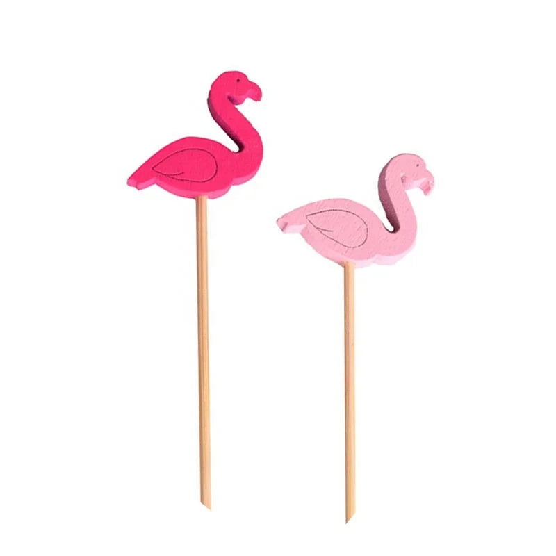 5.1 Inch Bamboo Toothpicks for Appetizers Drinks Luau Hawaiian Beach and Holiday Party Supplies Flamingo Cocktail Picks
