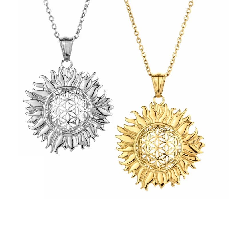 New Embossed Face Sun Pendant Necklace Gold Plated Carved Face Pendant Gold Sun Charms for Jewelry Making Necklace Jewelry