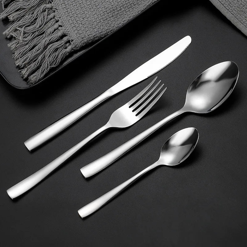 Smooth Mirror Polish Easy Cleaning Stainless Steel Modern Custom Logo Flatware Restaurant Silverware Spoon Fork Set Wedding