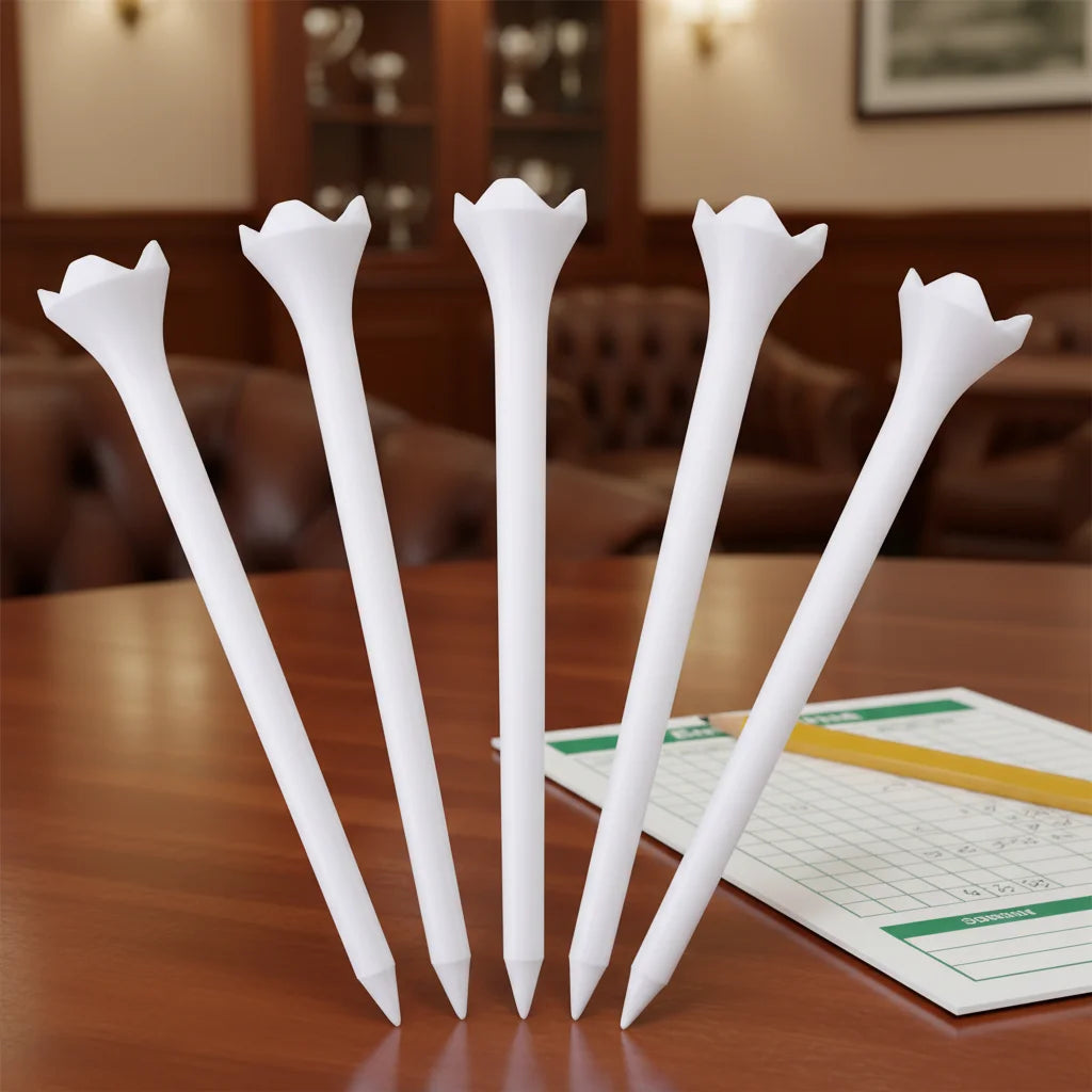 Durable 3-1/4 & 2-3/4 Inch White Plastic Golf Tees | Four-Claw Bone Design for Stable Swing & Long-Distance Training
