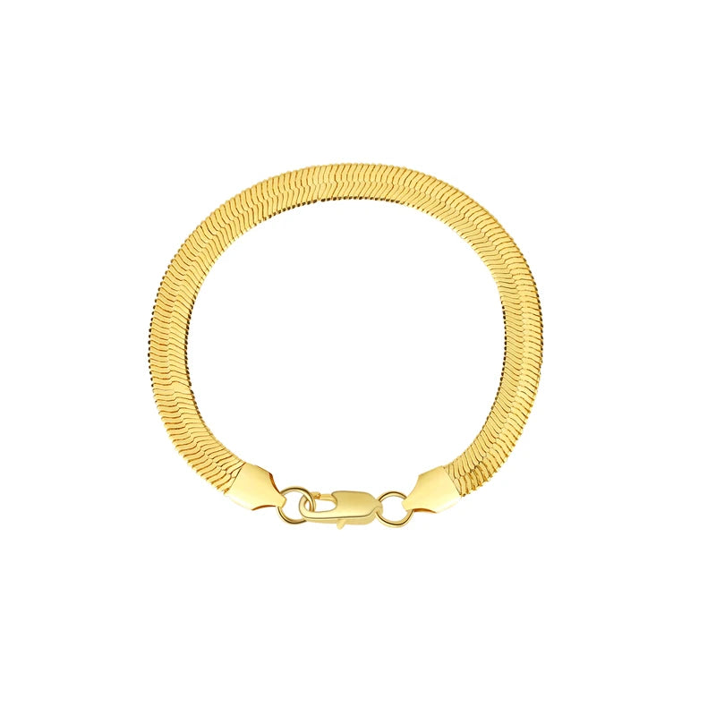 2022 Hot Sale Trendy Men's Gift Stainless Steel PVD Plated 18K Gold Blade Chain Herringbone Bracelet Wholesale Customized