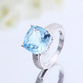 Abiding Jewelry Cushion Natural Gemstone Sky Blue Topaz Ring 925 Sterling Silver Trendy Gift Wedding Ring for Women