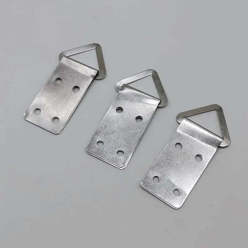 25x69mm Triangular Ring Four-hole Iron Metal Plain Silver Galvanized Photo Picture Frame Hanger Wall Hook Hardware Box