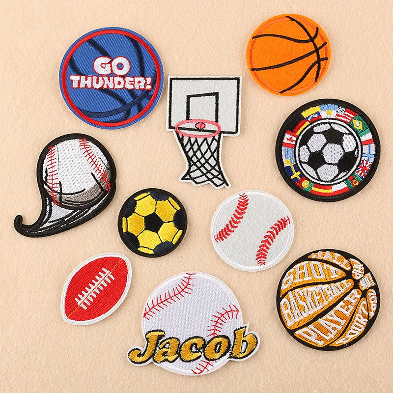Fancy 3D Embroidered Felt PVC Iron-On Football Basketball Patches for Hats and Clothing-Eco-Friendly