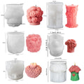 6Pcs 3D Rose Pillar Candle Silicone Molds for Candlelight Dinner Rose Clusters Moldes De Silicona Para Velas Silikonform Kerzen