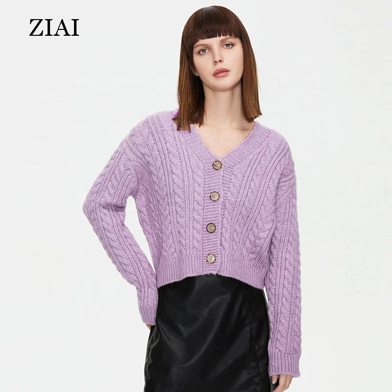Wholesale New Early Autumn V-neck Sweater Thin Button Lazy Casual Short Top Fashion Women Sweater