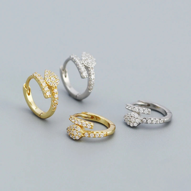 Unique 925 Sterling Silver Snake Earrings Inlaid Zircon Wholesale Ladies' Fashion Design Jewelry for Weddings Unique Hoop
