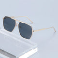 Personality Polygon Outdoor Driving Metal Frame UV400 Gradient Shades Uv400 Metal Black Double Bridge Sunglasses De Sol Oculos