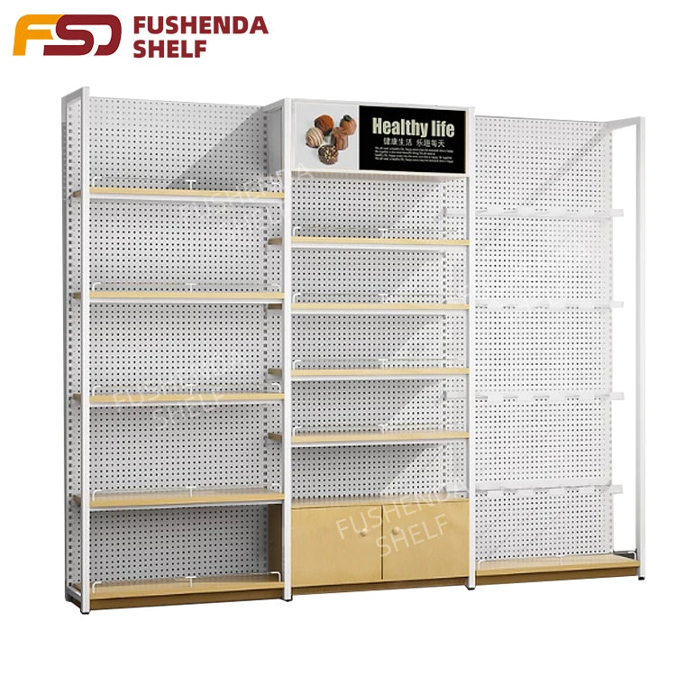 White Double Side Perforated Back Panel Shelf Fashion-Style Light Duty for Supermarket Use