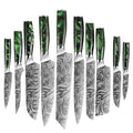 10 Pcs Luxurious Kitchen Knives Set High-Polish Finish Stainless Steel Resin Handle Paring Kiritsuke Boning Bread Santoku Knife