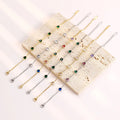 2024 Popular Fashion Blue Green Red Zircon Bracelet Stainless Steel 18K Gold Bracelet Thin Chain Heart Zircon Bracelet for Women