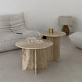 HZX Trends 2024 Nordic Basse Salon En Living Room Round Furniture Stone Travertine Side  Coffee Table