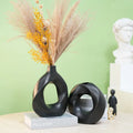 Creative Nordic Handmade Ceramic Flower Vase Coarse Pottery Donut Frosted Ornament for Home Decor Matt Living Room Dried Flowers