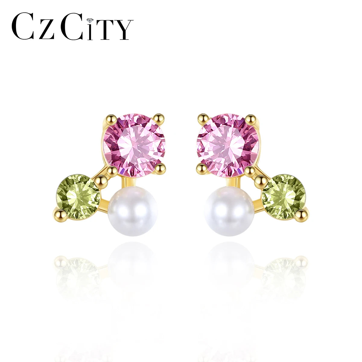CZCITY Earings for Women 2026 Korean for Girls Earing 925 Dtraa Zirconia Designer CZ Women Earrings Stud Earrings