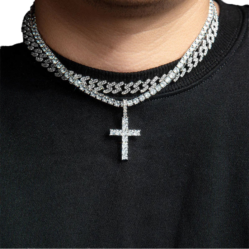 Wholesale Mossanite Jewelry Pendant Cross INS Style S925 Sterling Silver Gold Plated Stacking Necklace for Women