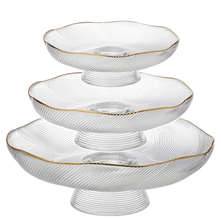 Premium Quality Decoration Glass Table Chargers  Service Plate With Gold EdgeFor Dinner Wedding