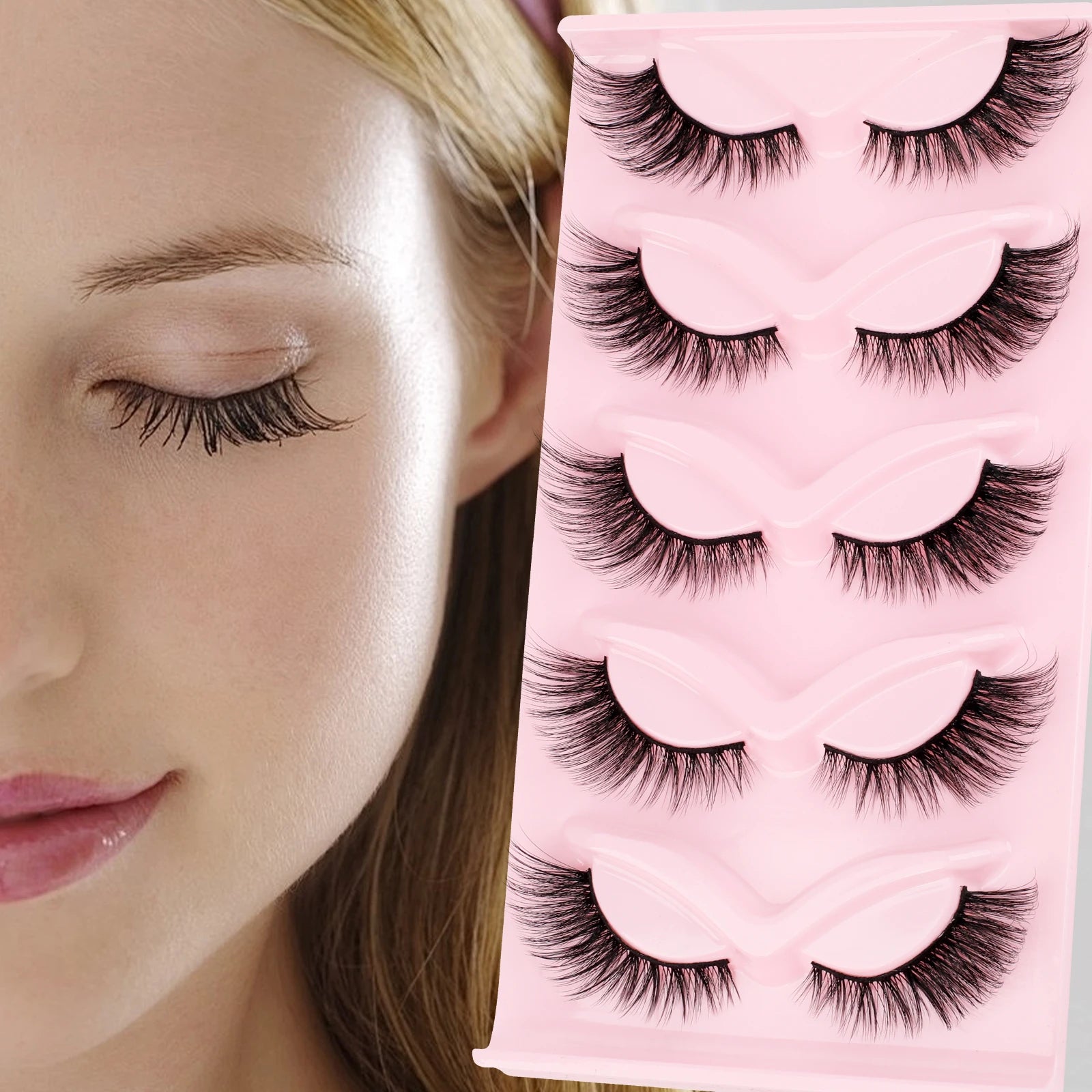 New Design Foxy Winged Cat Eye Lashes Angel Wing Natural Silk Lash Faux Mink fox Fluffy Eye Lashes