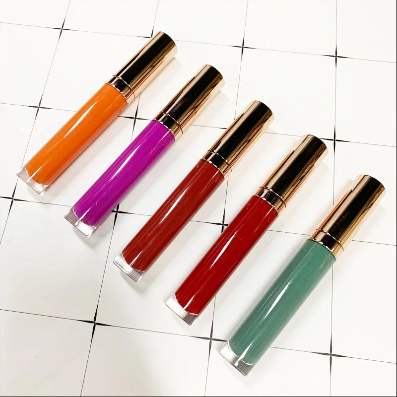 Wholesale Matte Liquid Lipstick Makeup 24 Colors Round Tube Rose Gold Private Label  Liquid Lipstick Custom Lipstick in China