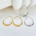 Ouj Modern Girls Stainless Steel Gold Minimalist Cool Luxury Geometric Water Drop Shape Unique Big Hoop Earrings for Women