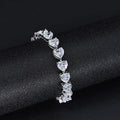 Ladies Iced Cubic Zirconia Heart Tennis Bracelet Rhodium Plated Trendy Style for Women's Gifts Parties Weddings