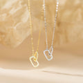 Fashion Necklace Jewelry 925 Sterling Silver Square Round Circle Zircon Necklace Two Double Rings Circles Gold Plated Necklaces