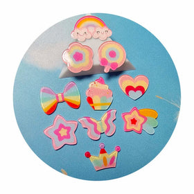 Bulk Rainbow Glittery PVC Cabochons Cute Lollipop Crown Bowknot Star Heart Flower Rainbow Cloud Crafts for Scrapbook Decor