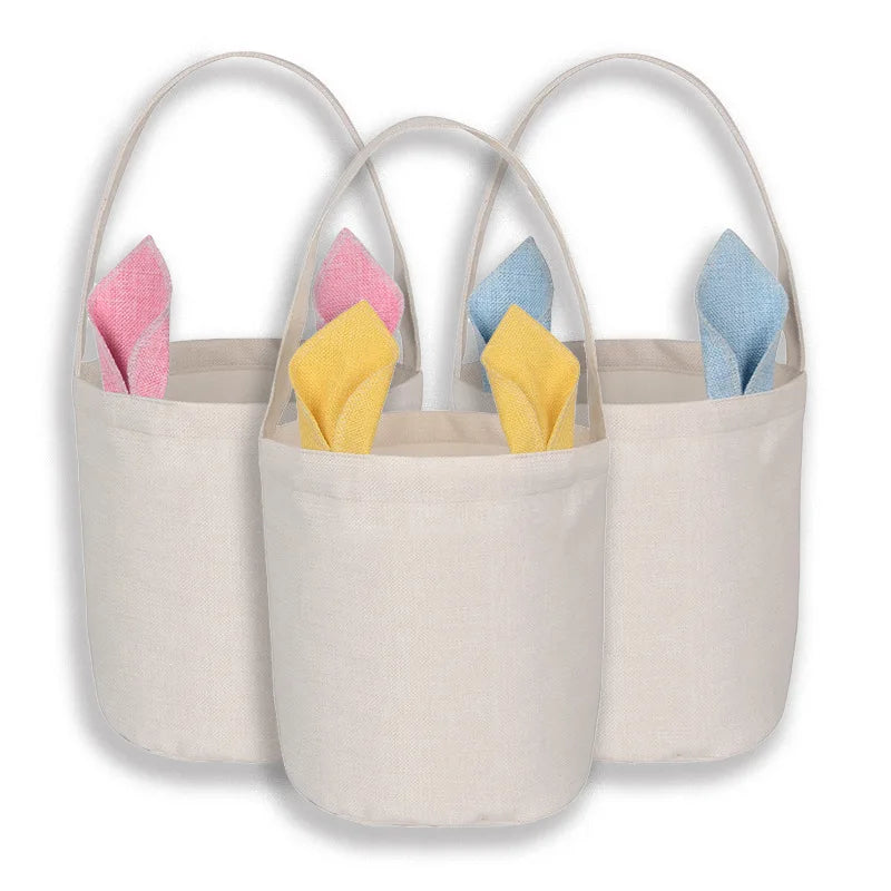 2023 Customize Logo Easter Basket Portable Canvas Candy Gift Easter Egg Baskets for Kids Easter Baskets Bag
