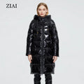 Factory Directly Supply Plus Size Winter Parka Coat Long Windproof Jacket Ladies Black Shiny Padded Coat Woman