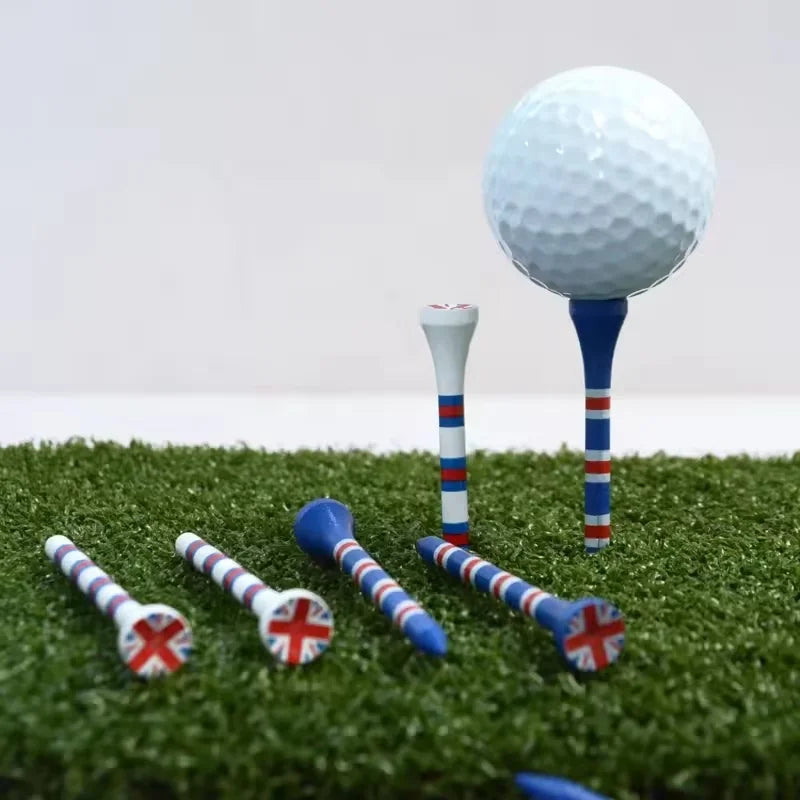 Environmentally Friendly Sturdy 70/83mm Bamboo Golf TEE Striped Scale Pattern Printed National Flag Custom Logo Available OEM