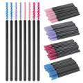 50pics Straight Head Disposable Applicators Spiral Black Handel Eyebrow Comb Eyelash Brushes Mascara Wands Applicator
