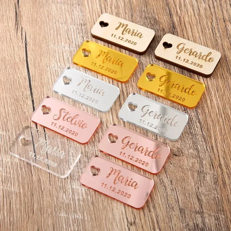 Personalized Acrylic  Place Card Luxury Name Cards Custom Name Tags Wedding Reception Wood Place Signs  Table Setting Plan