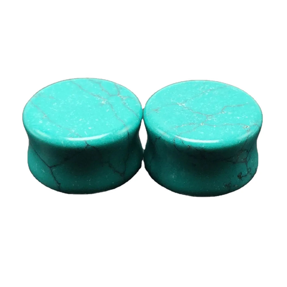 Huiying Diy 8mm Wholesale New Arrival Fashion Earrings Ear Plugs Piercing Green Turquoise Plugs Expansion Kit Piercing Jewelry