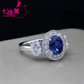Luxury 7x9mm Oval Sapphire Sterling Silver 925 Ring Ellipse Halo Moissanite Engagement Wedding Anniversary Party Ring