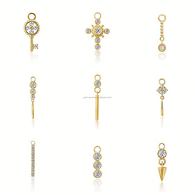 Minimalist Dainty 14K Pure Gold Jewelry Moissanite Pendant Charms DIY for Earrings Necklace Bracelet