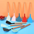 With Wooden Handle Kitchen Utensils Cooking Spatula Does Not Hurt the Pot Heat Resistant Silicone Spatula Sustainable