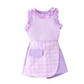 Children's Clothing Summer Rough Pit Stripe Sleeveless Vest Checkered Irregular Shorts Set for Small and Medium-sized Girls