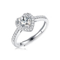 1Carat S925 Silver Ring Moissanite Heart Ring for Women Open Size Simple Fashion Wedding Ring