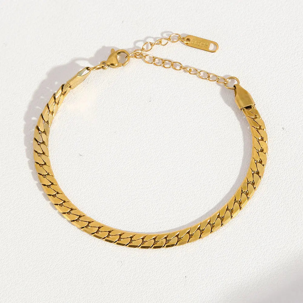 European American Retro Style Stainless Steel 6.5mm NK Chain Bracelet Women's Polished Jewelry for Parties Encrypted Clavicle