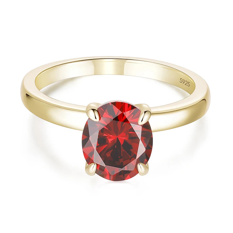 Somen 1.5ct Garnet Gemstone Cubic Zircon Round Cut Eternity 925 Sterling Silver Rings for Women Wedding Statement Jewelry