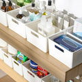 OWNSWING Scalable Drawer Organizer with Dividers Plastic Food Container with Wheel Plastic Desk Organizer for Home