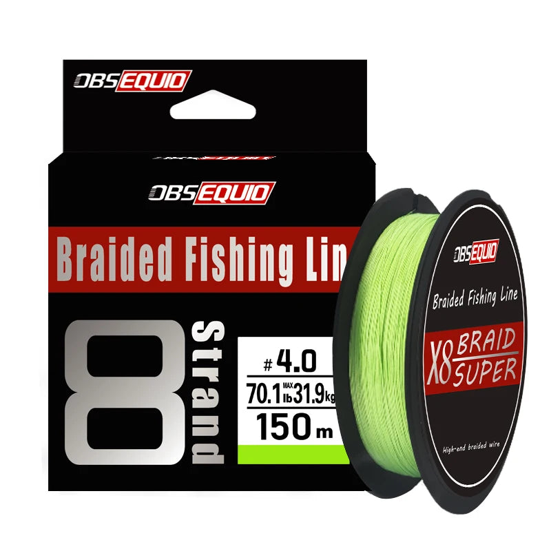 8 Strand Strong Durable PE Braided Wire Fishing Line 150m Green Waterproof Abrasion-Resistant Floating Eco-Friendly Stream Lake