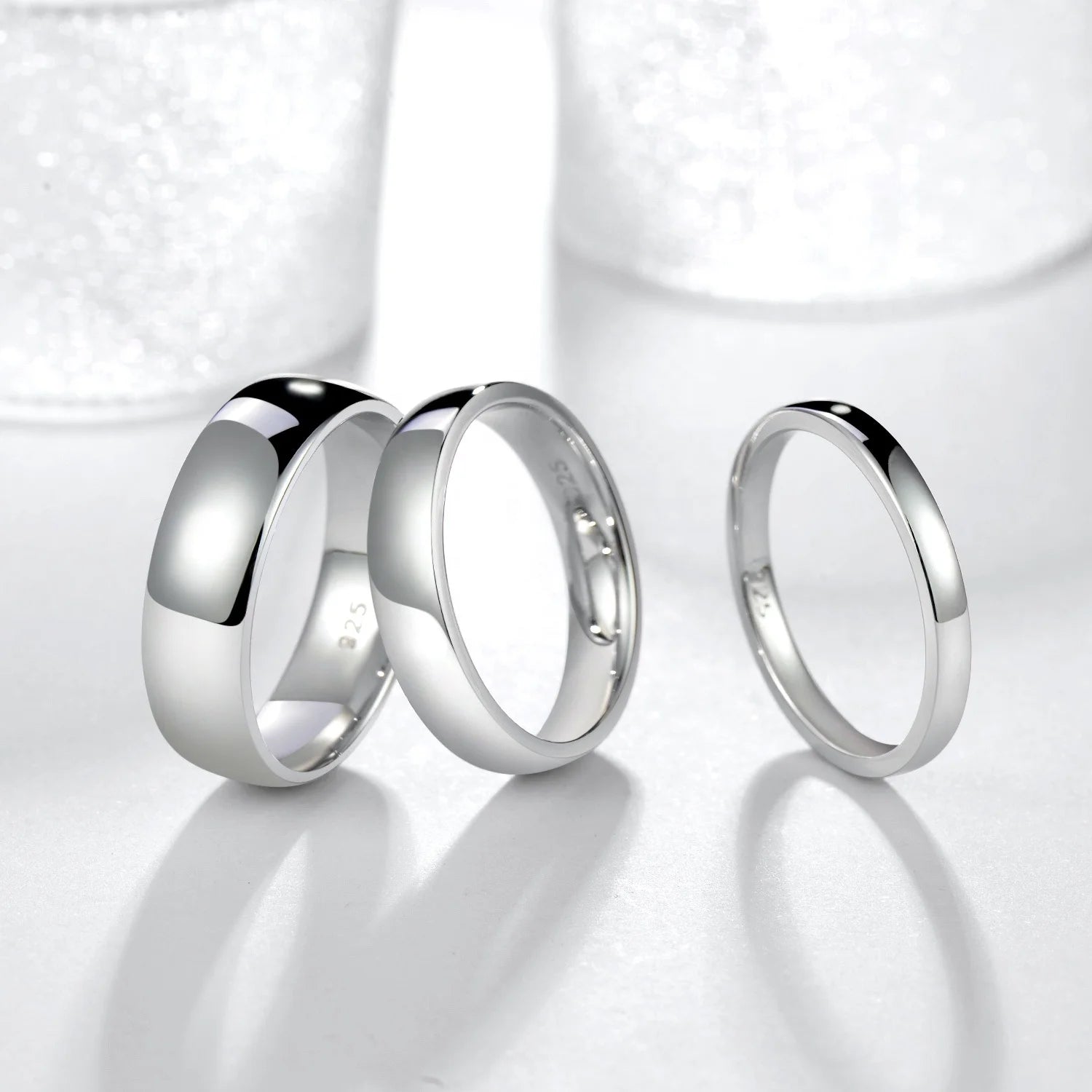 OAHLAN 925 Sterling Silver Fine Rings for Women 2/4/6mm High-Polished Wedding Band & Engagement Band Simple Style Jewelry